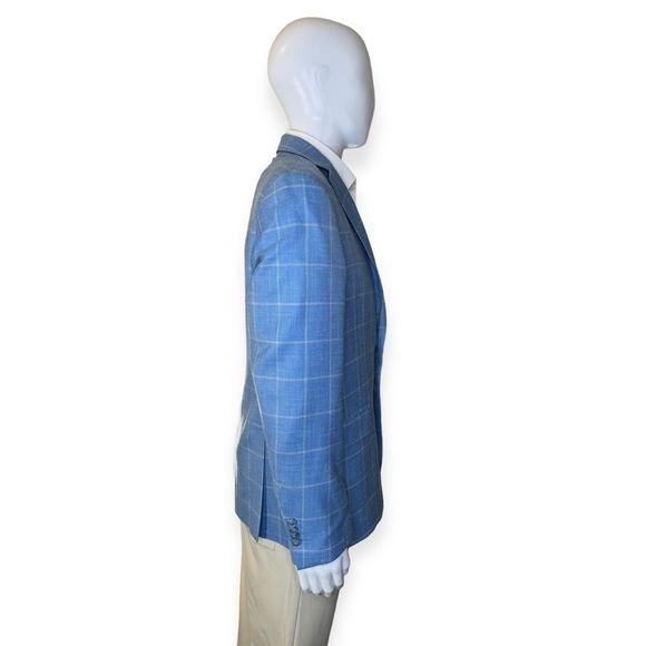 Blue Men Blazer Linen-Blend Sport Coat - Picture 5 of 13